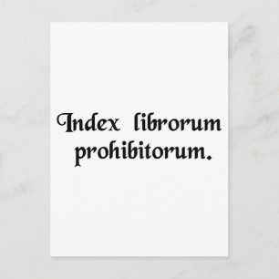 Förteckning över förbjudna Bokar. Vykort