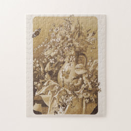 Fortfarande blomma-biet sepia färg nostalgia pussel