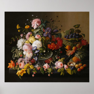 Fortfarande Blommor och frukt av Severin Roesen Poster