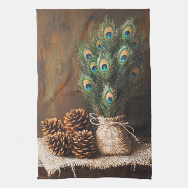Fortfarande boskapsuppfödare Pinecones Kökshandduk (Vertikal)