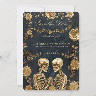 FORTFARANDE DÖDAR Guld Skeletons och Ro Spara datu Inbjudningar