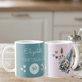 Fortfarande fantastisk vid 50-års födelsedags blom kaffemugg