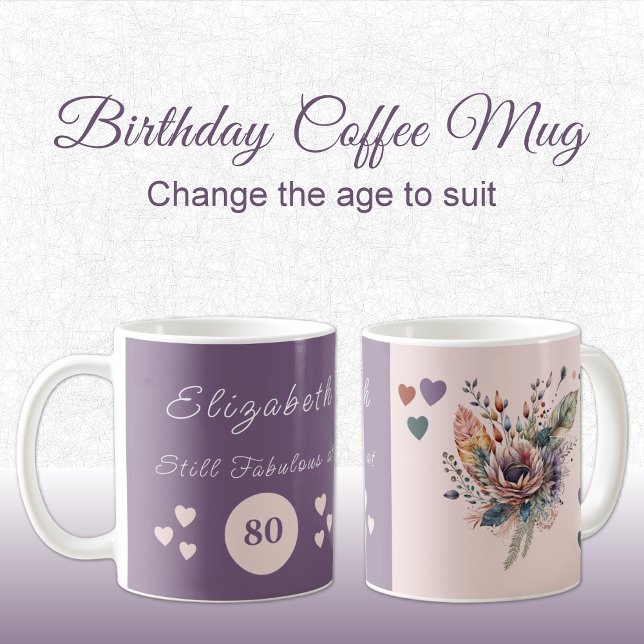 Fortfarande fantastisk vid 80-dagars blommigt lila kaffemugg (Skapare uppladdad)
