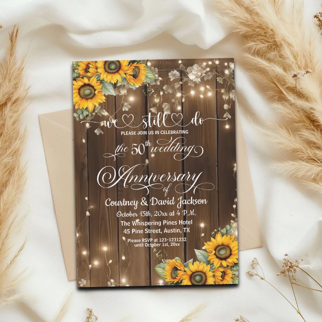 Fortfarande firar vi 50-årsdagen Bröllop String Lj Inbjudningar (Skapare uppladdad)