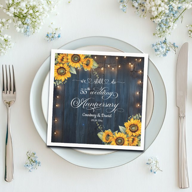 Fortfarande firar vi 55-årsdagen Bröllop String Lj Pappersservett (Skapare uppladdad)