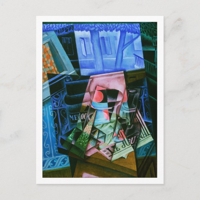 Fortfarande före ett öppet fönster av Juan Gris Vykort (Framsida)