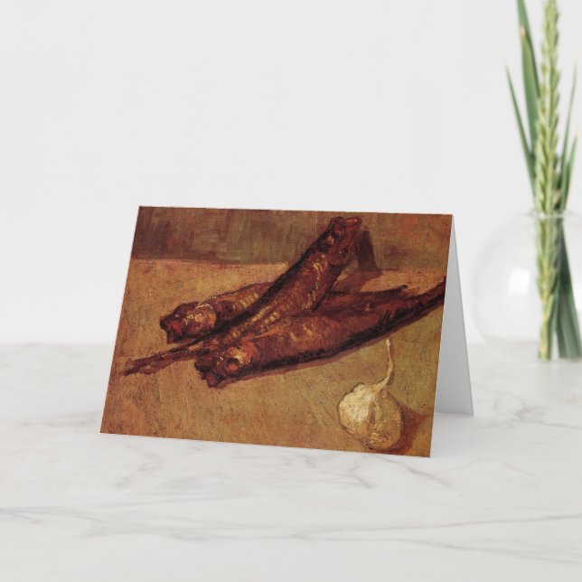 Fortfarande Life Bloaters och Garlic av Vincent va Kort (Framsida)