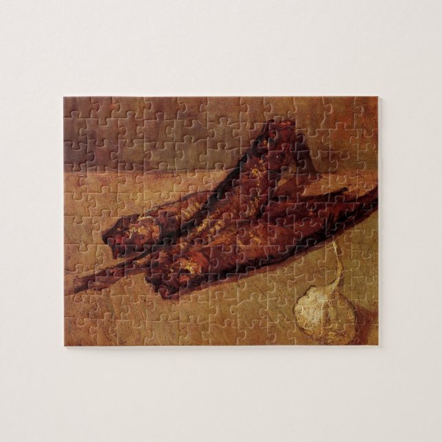 Fortfarande Life Bloaters och Garlic av Vincent va Pussel (Horisontell)