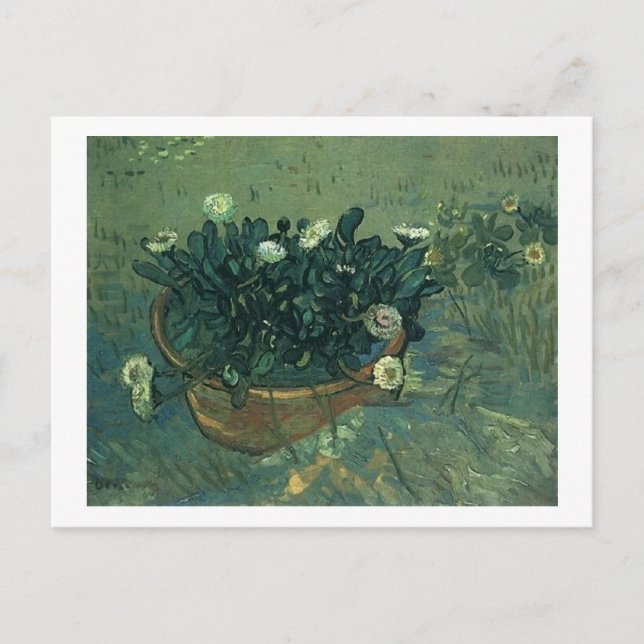Fortfarande Life Bowl med Daisy Van Gogh Fine Art Vykort (Framsida)