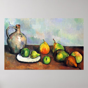 Fortfarande Life, Burk och Fruit av Paul Cezanne Poster