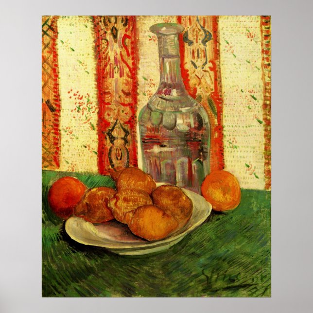 Fortfarande Life Decanter och Lemons av Vincent va Poster (Framsidan)