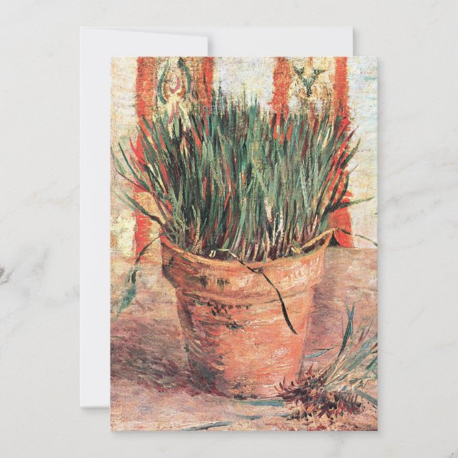 Fortfarande Life Flowerpot w Chives av Vincent van Inbjudningar (Framsida)