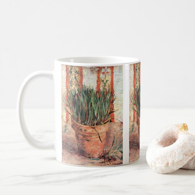 Fortfarande Life Flowerpot w Chives av Vincent van Kaffemugg (Med munk)