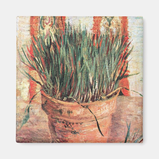 Fortfarande Life Flowerpot w Chives av Vincent van Magnet (Framsidan)