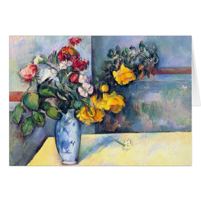 Fortfarande Life Flowers i Vas av Paul Cezanne Hälsningskort (Framsidan Horizontal)
