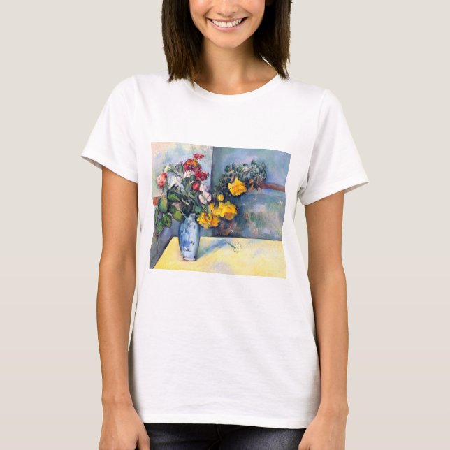 Fortfarande Life Flowers i Vas av Paul Cezanne T Shirt (Framsida)