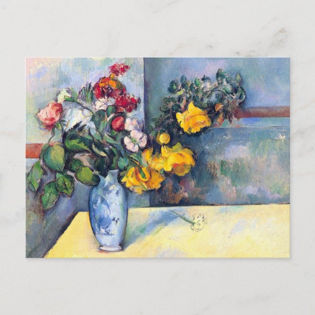 Fortfarande Life Flowers i Vas av Paul Cezanne Vykort (Framsida)