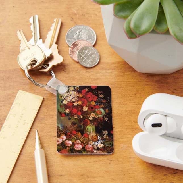 Fortfarande Life Flowers i Vas av Vincent van Gogh Nyckelring (Skrivbord)