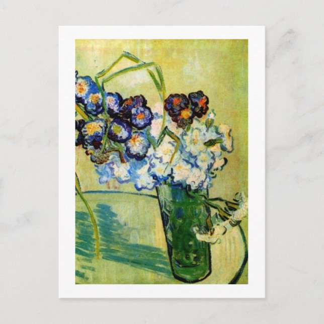 Fortfarande Life Glass Carnations Van Gogh Fine Ar Vykort (Framsida)