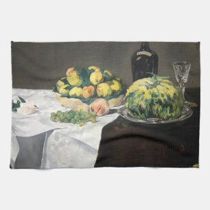 Fortfarande Life Lemon Peacher av Manet Impression Kökshandduk