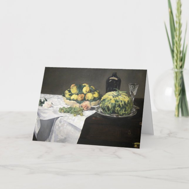 Fortfarande Life Lemon Peacher av Manet Impression Kort (Framsida)