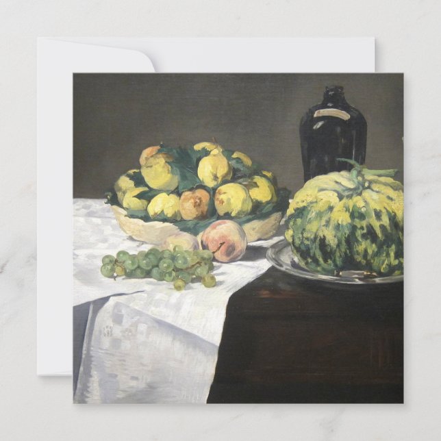 Fortfarande Life Lemon Peacher av Manet Impression Kort (Framsida)