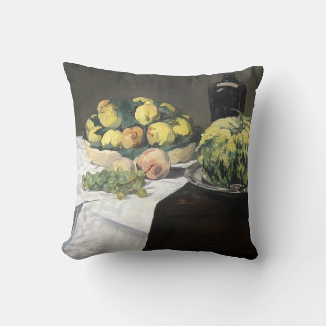 Fortfarande Life Lemon Peacher av Manet Impression Kudde (Framsida)
