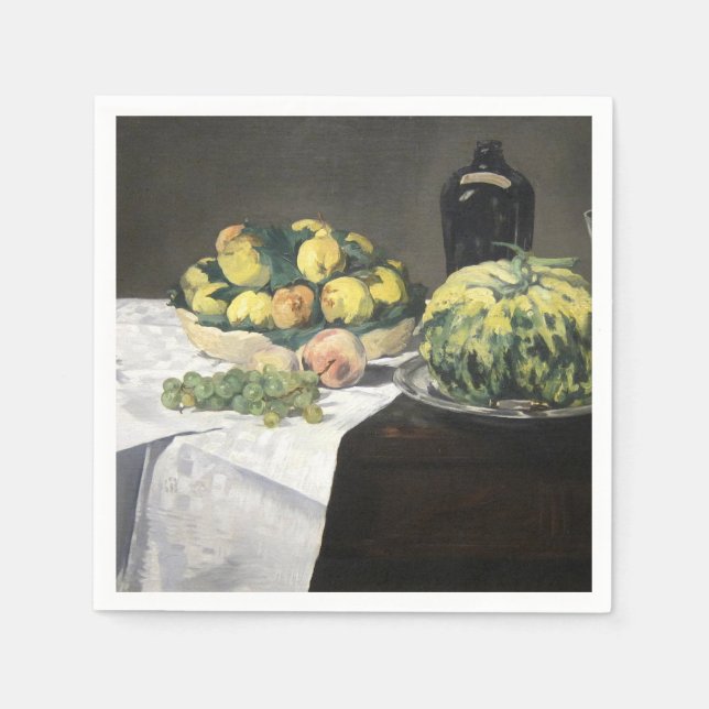 Fortfarande Life Lemon Peacher av Manet Impression Pappersservett (Framsidan)