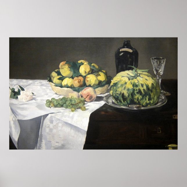 Fortfarande Life Lemon Peacher av Manet Impression Poster (Framsidan)