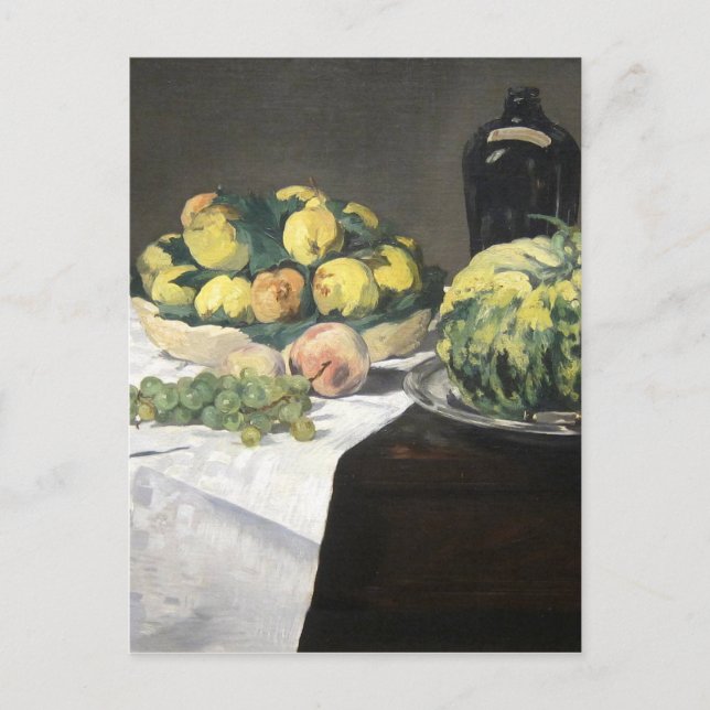 Fortfarande Life Lemon Peacher av Manet Impression Vykort (Framsida)