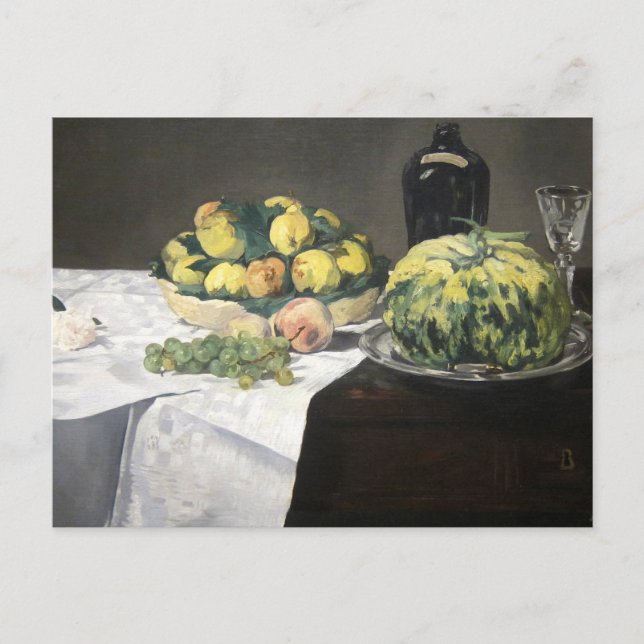 Fortfarande Life Lemon Peacher av Manet Impression Vykort (Framsida)