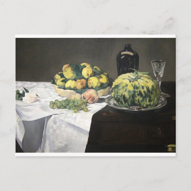 Fortfarande Life Lemon Peacher av Manet Impression Vykort (Framsida)