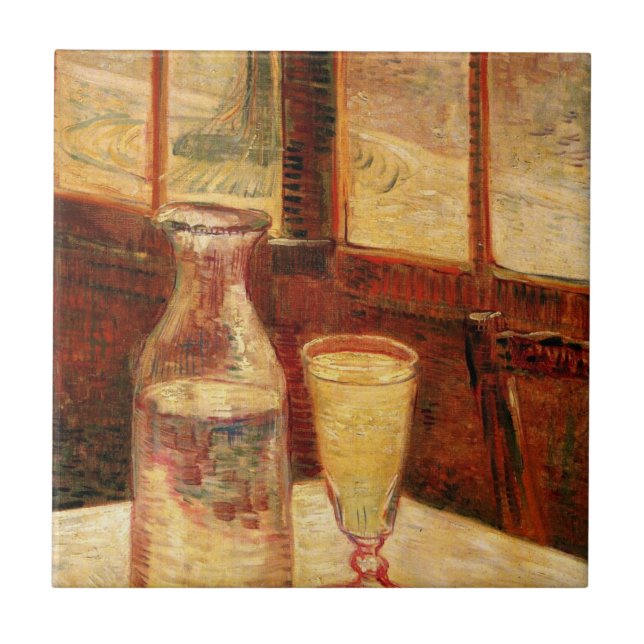 Fortfarande Life med Absinthe av Vincent van Gogh Kakelplatta (Framsidan)