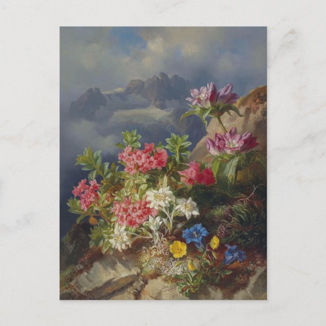Fortfarande Life med Alpine Flowers av Andreas Lac Vykort (Framsida)