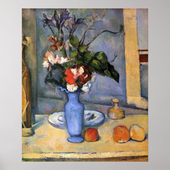 Fortfarande Life med Blue vas av Paul Cezanne Poster (Framsidan)