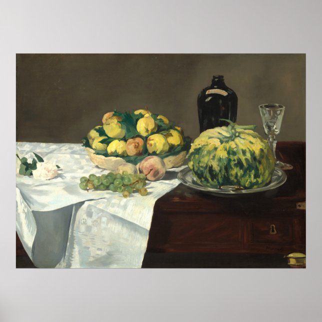 Fortfarande Life, Melon Peacher - Edouard Manet Fi Poster (Framsidan)