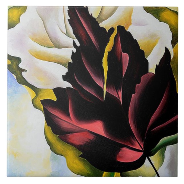 Fortfarande Life Mönster i Löv Georgia O'Keefe Kakelplatta (Framsidan)