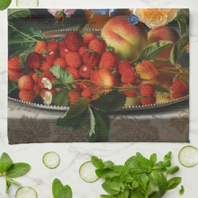 Fortfarande Life Ro och jordgubbar från Otto Ottes Kökshandduk (Vikta)