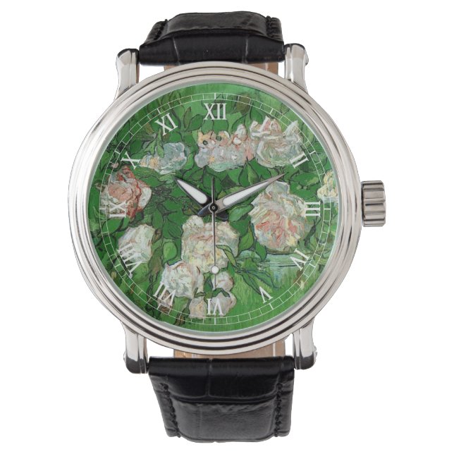 Fortfarande Life: Rosa ros av Vincent van Gogh Armbandsur (Framsida)