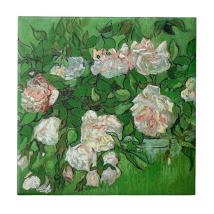 Fortfarande Life: Rosa ros av Vincent van Gogh Kakelplatta