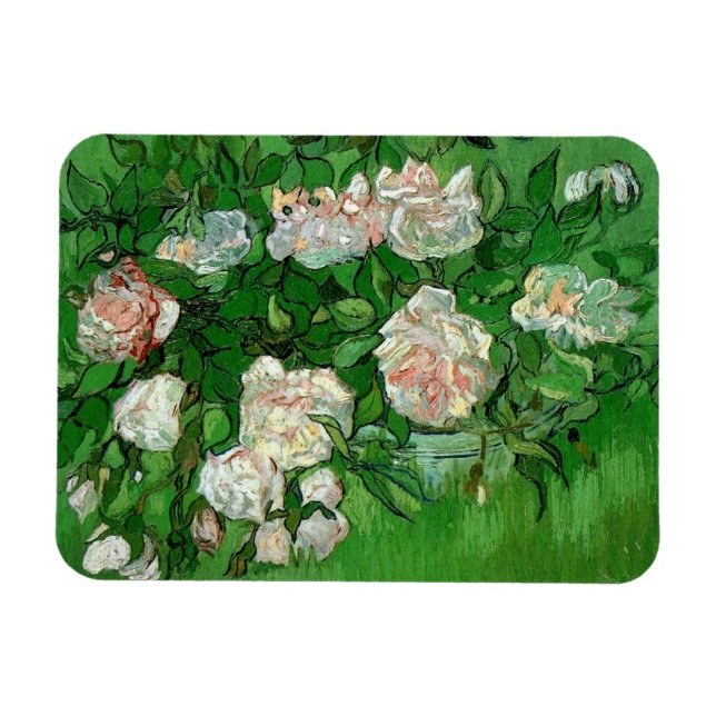 Fortfarande Life: Rosa ros av Vincent van Gogh Magnet (Horisontell)