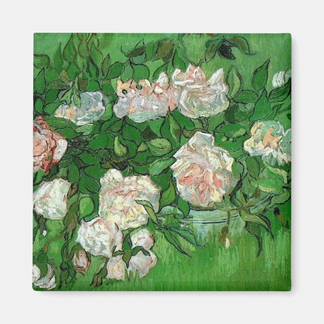 Fortfarande Life: Rosa ros av Vincent van Gogh Magnet (Framsidan)