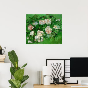 Fortfarande Life: Rosa ros av Vincent van Gogh Poster