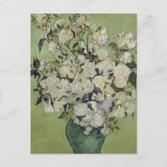 Fortfarande Life Rosa ros i ett Vas av Van Gogh Vykort (Framsida)