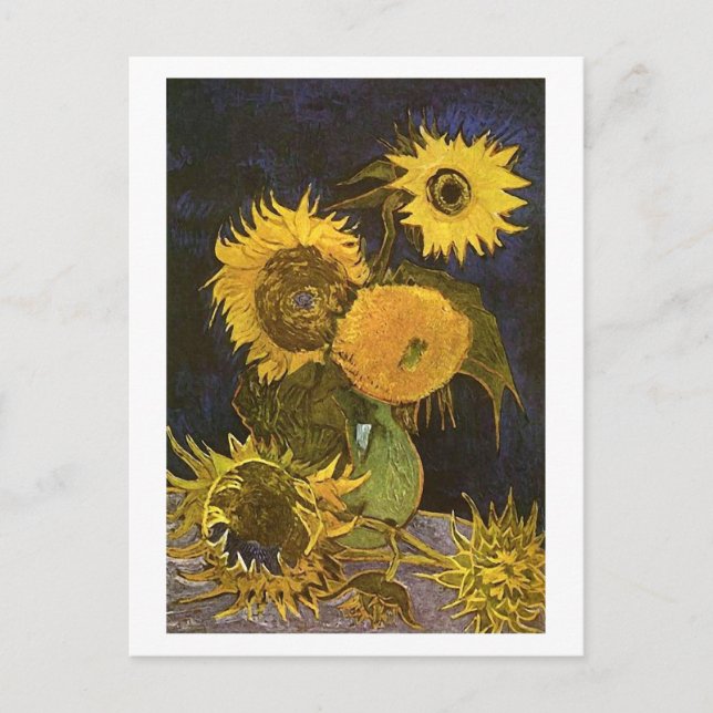 Fortfarande Life Vas 5 Sunblommor Van Gogh Fine Ar Vykort (Framsida)