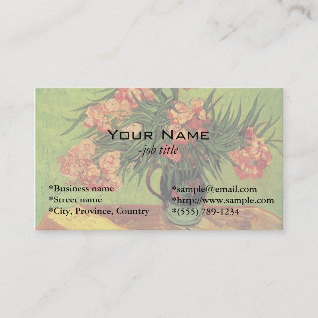 Fortfarande Life Vas med Oleanders och Bokar, Van  Visitkort (Framsida)