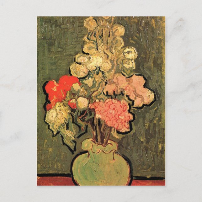 Fortfarande Life Vas med Ro-Mallow av Van Gogh Vykort (Framsida)
