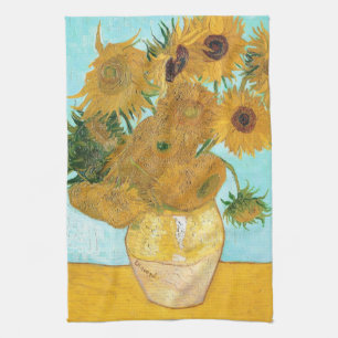 Fortfarande Life - Vas med tolv sunblommor van Gog Kökshandduk