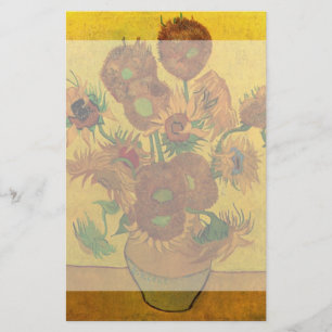 Fortfarande Life Vas w 15 Sunblommor Vincent van G Brevpapper