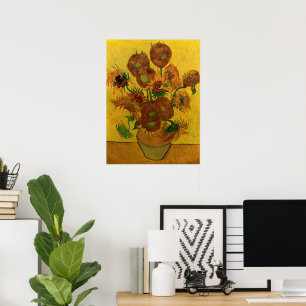 Fortfarande Life Vas w 15 Sunblommor Vincent van G Poster